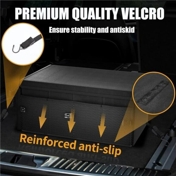 Collapsible Car Trunk Organizer with Lid 65L Storage for SUV Truck Van Non Slip - Picture 4 of 7